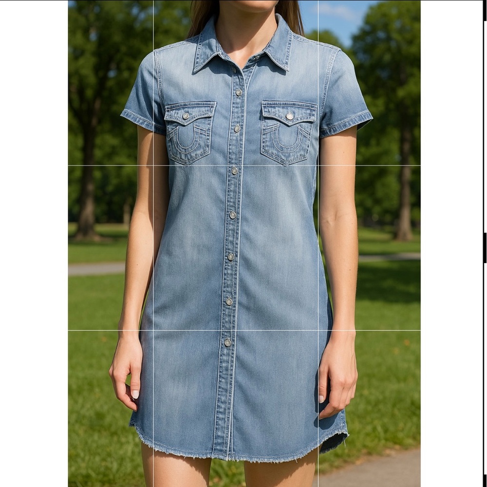 True Religion Denim Shirt Dress  Size z Large L Light Blue Good Condition